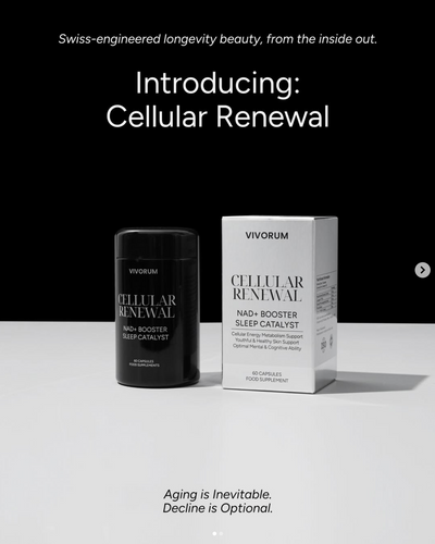Where skincare ends, Cellular Renewal begins.
Swiss-engineered longevity supplement that targets...