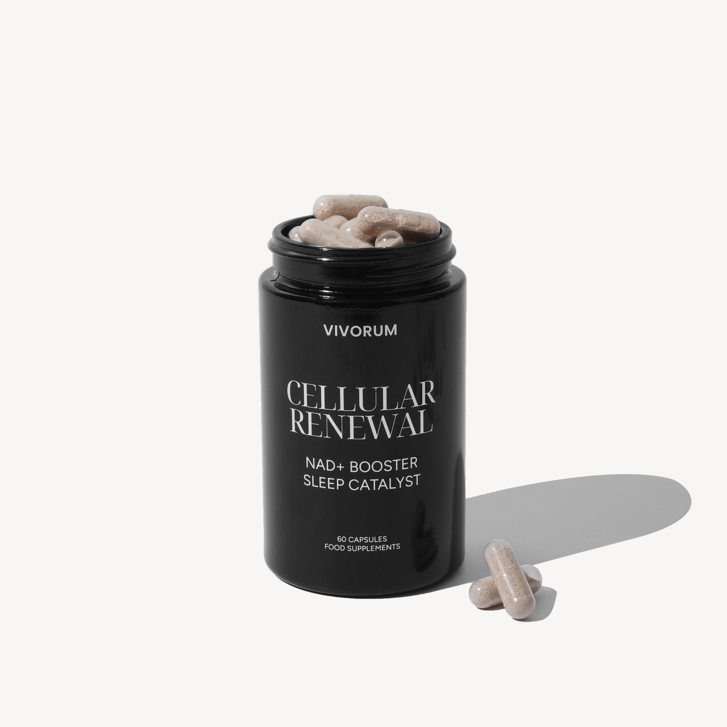 Vivorum Cellular Renewal supplement container with capsules on a white background