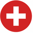 An icon of the Swiss flag in a round shape